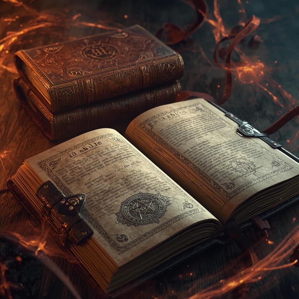 Grimoires full of magick spells from the Middle Ages.