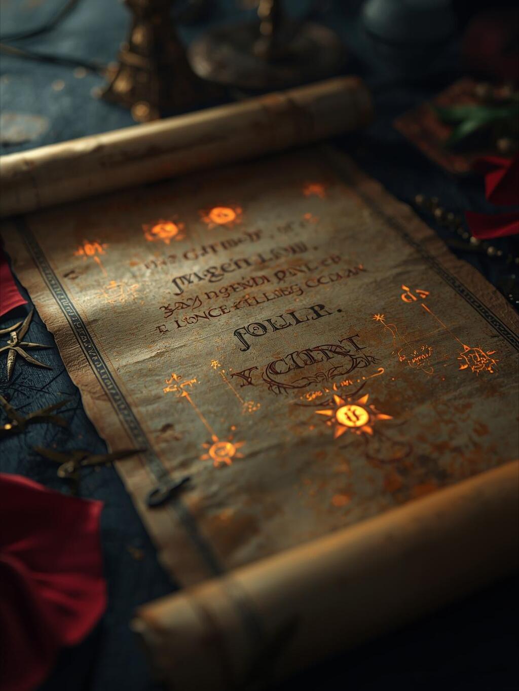Magick spell on a scroll.