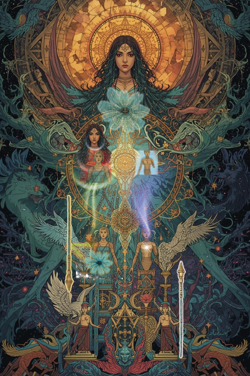 Figure on the left using magick while figure on the right practicing mysticism. 